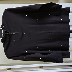 Bechamel II Black Rhinestone Zipper Pullover Top Women's sz 2XL NWT